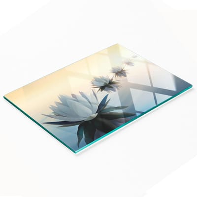 Gehard multifunctioneel decoratief bord van glas met lotusbloemen, 80x52 cm