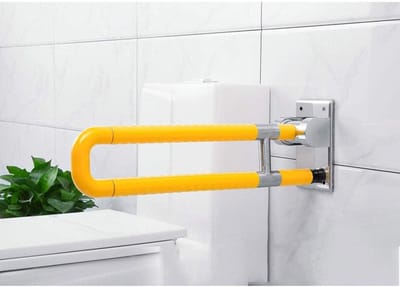 Badkamer Handgreep - Veiligheidssteun Wandmontage - Voorkomt Uitglijden - Ruimtebesparend Ontwerp - 62 cm Lengte - Geel