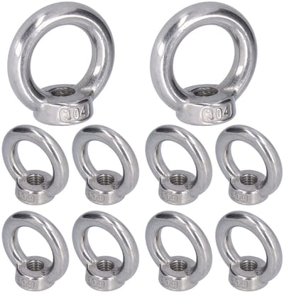 Allecto - Hijsoogmoer - Roestvrij staal - 10 Stuks - Schroefdraadmoer - Bosbouwmachines - Technische toepassingen - 100 g