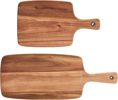 Zeller Rechthoekige acacia houten snijplanken - 2x stuks - met handvat - 32/52 cm - Snijplanken/serveerplanken