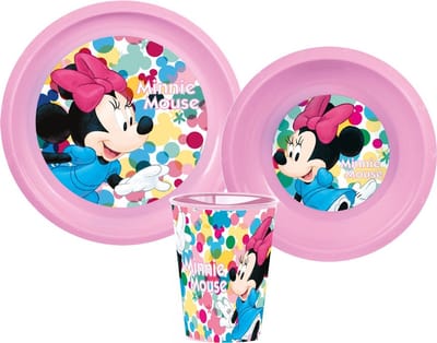Disney Minnie Serviesset - Beker 260 ml - Diepe kom - Plat bord - 2 stuks - Feel Good - Eetset - Voor verjaardagen en feestjes - Minnie Mouse - Voor kinderen - Voor meisjes