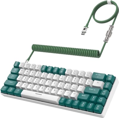 Intelectro Gaming Toetsenbord 60% - Compacte formaat - Anti-ghosting en USB C Zorgen voor Ultieme Snelheid - RGB Verlichting met 16,8 Miljoen Kleuren - Diverse Lichteffecten - USB C - Moderne Kabel - Groen/Wit - Levering sneller dan aangegeven!