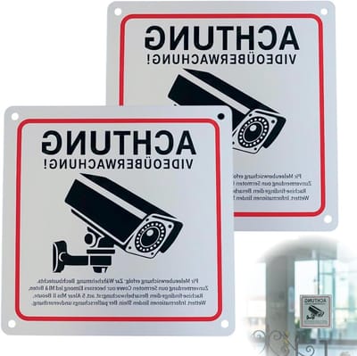 Bewakingsplaatjes Set - Waarschuwingsborden - Privacy Aangeven - Aluminium Weerbestendig - 15 x 15 cm - Zilver