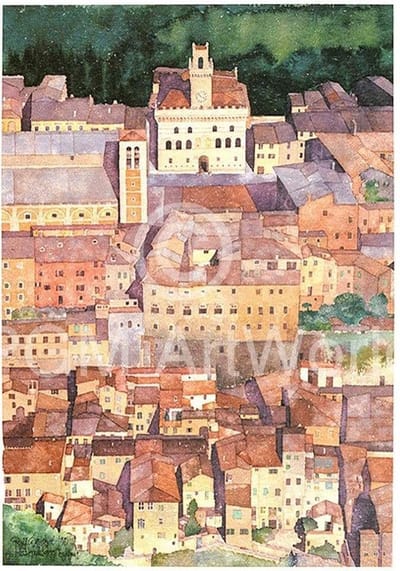Kunstdruk Ralf Westphal - Mittelalterliche Bergstadt Montepulciano, Toskana 30x40cm
