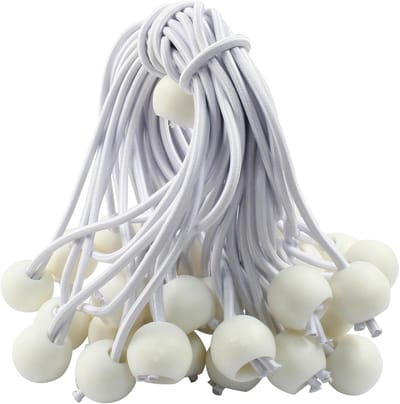 Bal Bungee Koorden - Elastische Ties - Vastzetten Tenten - UV-bestendig Nylon - 50 Stuks - Wit