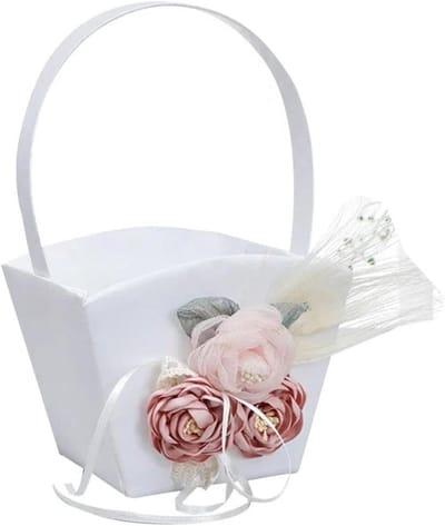 Bloemenmandjes Bruiloft - Decoratie Mandjes - Ceremonie Decoratie - Duurzaam Materiaal - 22x14x10 cm - Wit