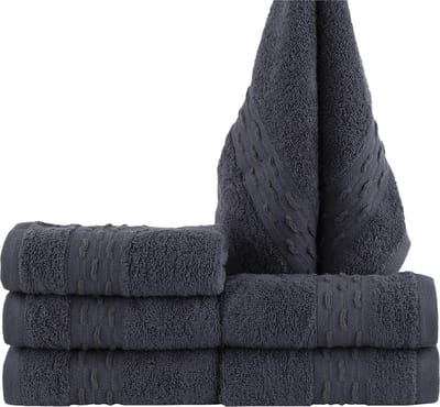 Homéé® Gastendoekjes golf jacquard 550g. m² 30x50cm 100% katoen badstof set van 6 stuks antraciet