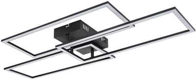 Plafondlamp eetkamerlamp memory functie woonkamerlamp CCT schakelaar plafondlamp dimbaar met afstandsbediening, metaal zwart, 1x LED 58W 4300lm 3000-6500K, L 90 cm