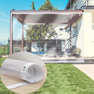 Dekzeil transparant waterdicht met oogjes PVC-zeil voor pergola-camping, balkon, 3 x 3 m Waterdicht, winddicht en koudebestendig tentzeil Bescherming van planten, tuinen,