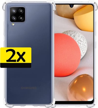 Hoesje - 2 Stuks - Geschikt voor Samsung Galaxy A42 - Sterk & Shockproof - Siliconen Case - Back Cover - Telefoon Hoes Shock Proof - Telefoonhoesjes - Transparant