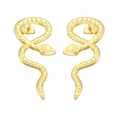 Joy Ibiza - slang oorbellen - waterproof - 30 mm x 13 mm - vlinder sluiting - boho bohemian style - stainless steel - ip/pvd gold plated - hypoallergeen - geen verkleuring incl garantie