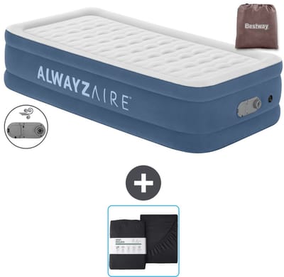 Bestway Alwayszair luchtbed - 1-Persoons - 97 x 191 x 46 cm - Blauw - Inclusief pomp en Hoeslaken