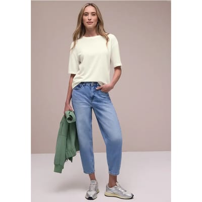 Shirt met ronde hals in gebreide look