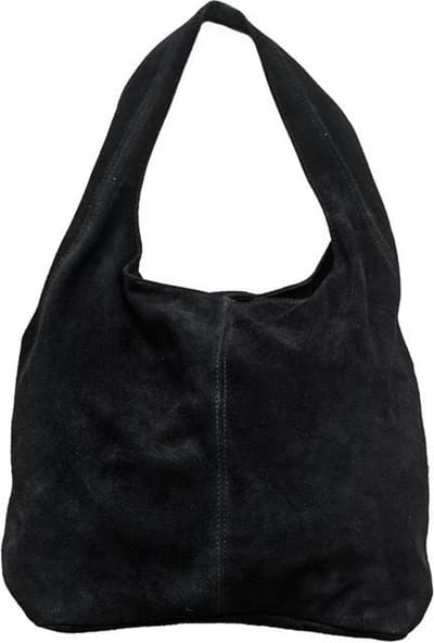 Zwarte Suède Schoudertas Lili - Handtassen - Shoppers - Ruime Suède dames tassen - Zwart