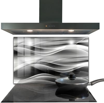 Tulup Achterwand Keuken - Golfabstractie-energie Keuken Achterwand - 100 x 70 cm - Grijs Foto Achterwand Keuken - Texturen en Patronen Keuken Achterwand Glas - Kookplaat achterwand - Kookplaatachterwanden