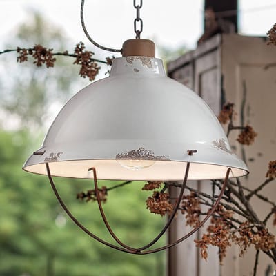 Ferroluce Witte hanglamp Luca van keramiek in shabby chic stijl