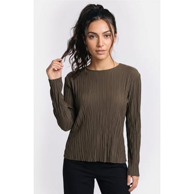 & Other Stories St Vanda Crincle Top Khaki Maat: XS | Longsleeves Outlet | Dames | Bruin