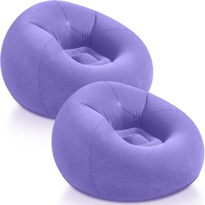 Opblaasbare Zitzakken Stoelen voor Buiten en Binnen - 2 Stuks Lichtpaars