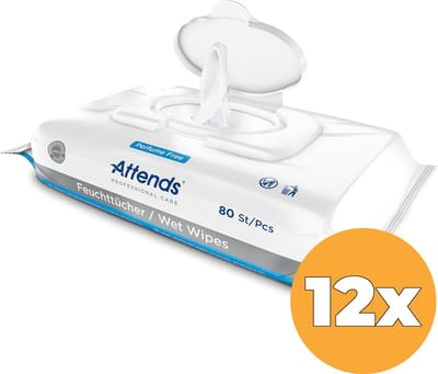 Attends Care Wet Wipes - 12 pakken van 80 doekjes