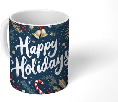 Mok - Koffiemok - Feestelijk - Kerstgroet - Kleurrijk - Mokken - 350 ML - Beker - Koffiemokken - Theemok