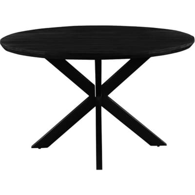 Livingfurn - Eetkamertafel Jesper Round Black - 130x130x76 cm - Mangohout