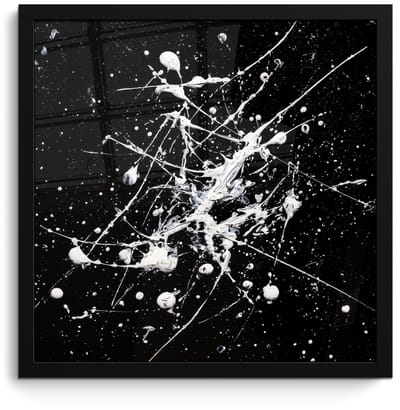 Poster in lijst - Fotolijst 40x40 cm - Posters - Verfspatten - Wit - Abstract - Explosie - Posterlijst zwart - Decoratie - Wanddecoratie woonkamer - Muurdecoratie slaapkamer