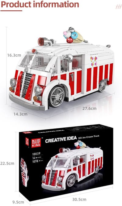 Mould King 10039 De Moc Ijs Truck is compatibel met het bekende merk.