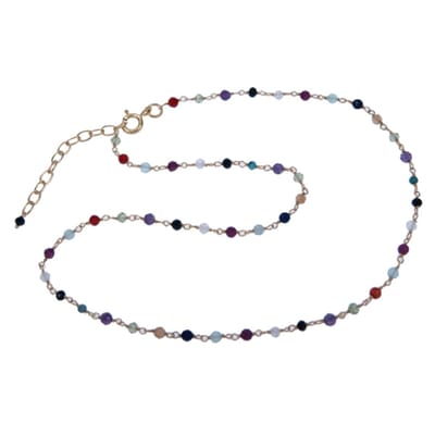 Zilveren (verguld) collier Multi stenen(2905g)