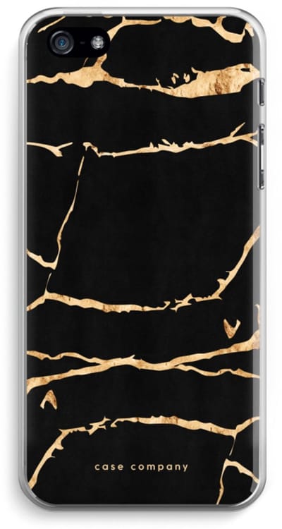 Case Company® - Hoesje geschikt voor iPhone 5 / 5S / SE (2016) hoesje - Gouden marmer - Soft Cover Telefoonhoesje - Bescherming aan alle Kanten en Schermrand