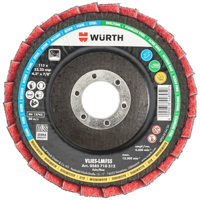 Wurth - Vlies lamellenschuurschijf RED PERFECT 3D - RED PERFECT® 3D non-woven lamellenschuurschijf Voor direct gebruik op haakse slijpers - x 10 st