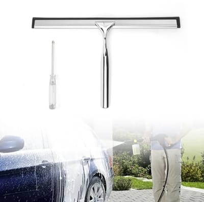 Siliconen Douchewisser 25,4 cm – Roestvrij Staal Squeegee voor Glas, Tegels, Ramen en Spiegels