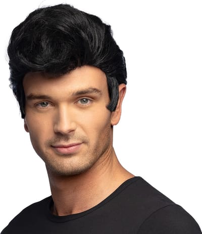 Boland - Pruik Danny Zwart - Steil - Kort - Mannen - Bekend personage - 50's - Rock & Roll- Hollywood