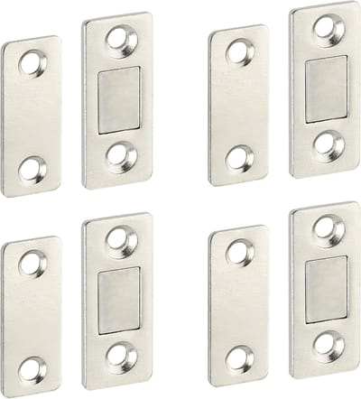 Magnetisch Slot 4 Sets - 40×16 mm - Ultradun Roestvrijstaal Deurgrendel - Geschikt voor Kastdeuren, Keukenkasten, Lades en Meubels - Zilver