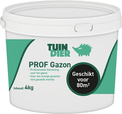 PROF Gazon | TUIN-DIER® | Professionele bemesting voor het gazon | Voor een stevige grasmat met gezonde wortels | In handige bewaaremmer | 4.000 gram | 4 kilogram