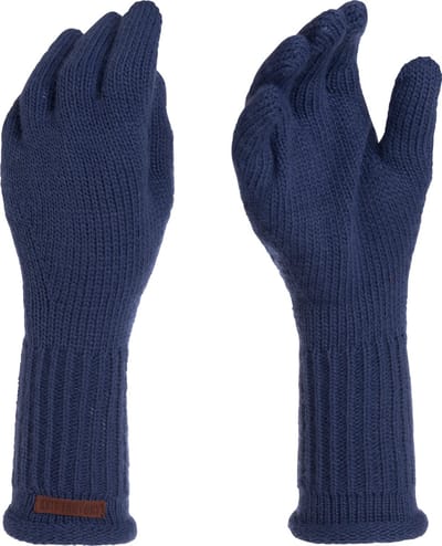 Knit Factory Lana Gebreide Dames Handschoenen - Gebreide winter handschoenen - Donkerblauwe handschoenen - Polswarmers - Capri - One Size