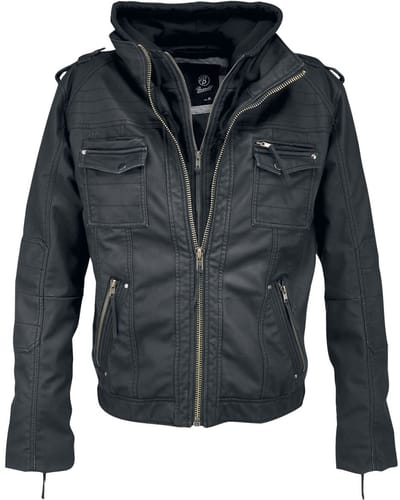 Brandit Kunstlederen jas - Black Rock - S tot XL - voor Mannen - zwart
