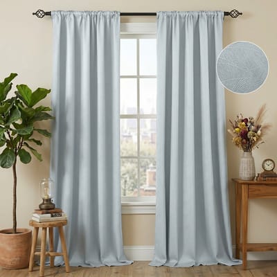 Qelus Luxury Embossed Verduisterende Gordijnen Kant-en-klaar (2-panelen) – 310GSM Dik - 85% Lichtdicht - Thermisch Isolerend Blackout Overgordijnen – voor Slaapkamer & Woonkamer - 132x244cm - Grijs