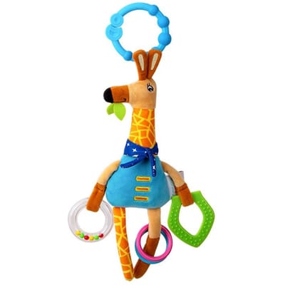 Zacht Pluche Hangend Rammelspeeltje voor Baby's Wieg Autostoeltje Speelgoed met Bijtring | Vroege Sensorische Motorische Vaardigheden Rustgevend Vermaak Animal herten