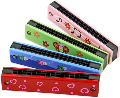 Set van 4 Houten Mondharmonica's met 16 Tonen - Educatief Speelgoed voor Kinderen en Beginners