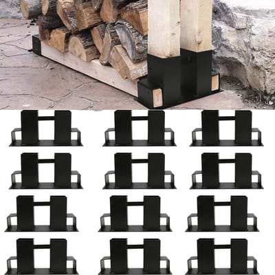 Hout Stapelhulp - Brandhout Opslag - Brandhout Organiseren - Verstelbare Hoogte Breedte - 8 Stukken - Zwart