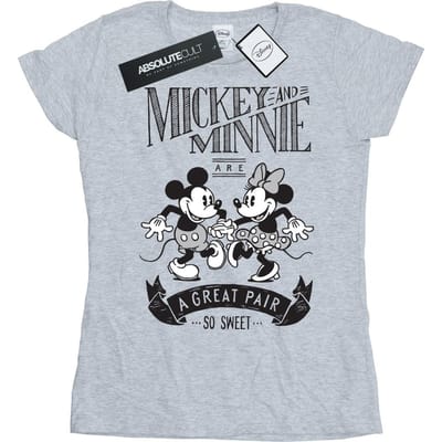 Disney Dames/Dames Mickey en Minnie Mouse Geweldig Paar Katoenen T-Shirt (Sportgrijs)