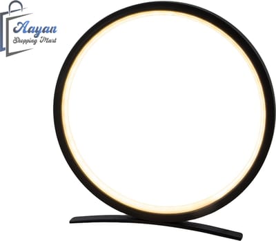 LED Tafellamp Rond 25cm – Dimbaar Nachtlampje met Warm/Koud/Neutraal Licht – Touch Control – USB Aansluiting – Zwart – Moderne Ring Tafellamp LED – Minimalistisch Design – – 25 cm – led tafellamp – nachtlampje dimbaar – 73439