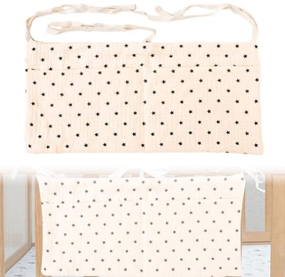 Dailygoods- Hangtas voor kinderbed - Organizer - Verstelbaar - Sterrenpatroon - 39 x 20 cm - Zachte katoenen stof - Opbergtas