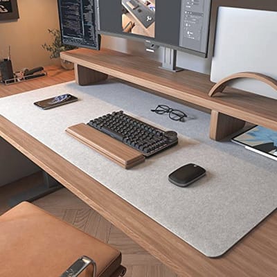 Grote vilt bureauonderlegger - Antislip muismat 100 x 40 cm - Bureaubescherming lichtgrijs