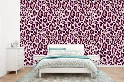 Behang - Fotobehang Patronen - Panter - Roze - Breedte 385 cm x hoogte 240 cm