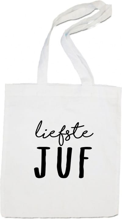 Katoenen tas juf - tas liefste juf - linnen tasje juf - kadootje juf - wit