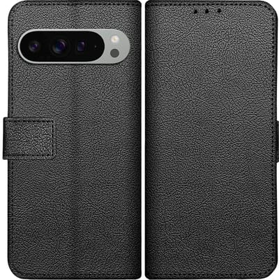 Just in Case hoesje geschikt voor Google Pixel 9 Pro XL Hoesje met Pasjeshouder - Bookcase Classic - Zwart