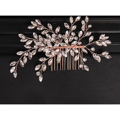 Nieuwe Handgemaakte Zilverkleurige Rose Goud Tiara Haarkammen Kristallen Strass Kammen Bruidshaaraccessoires Bruiloft Dames Haarbanden gray