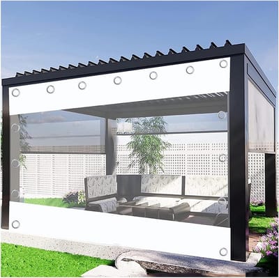 Gordijn voor buiten - Dekzeil Pergola - Terras Beschermen - Waterdicht Transparant - Aanpasbaar - Transparant Wit