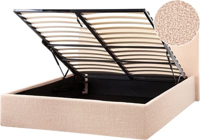 ORBEY - Bed met opbergruimte - Beige - 120 x 200 cm - Bouclé
